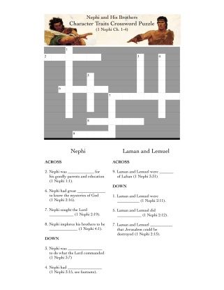 Sunday Crossword Puzzles on Nephi And His Brothers  Character Traits Crossword Puzzle  Click On